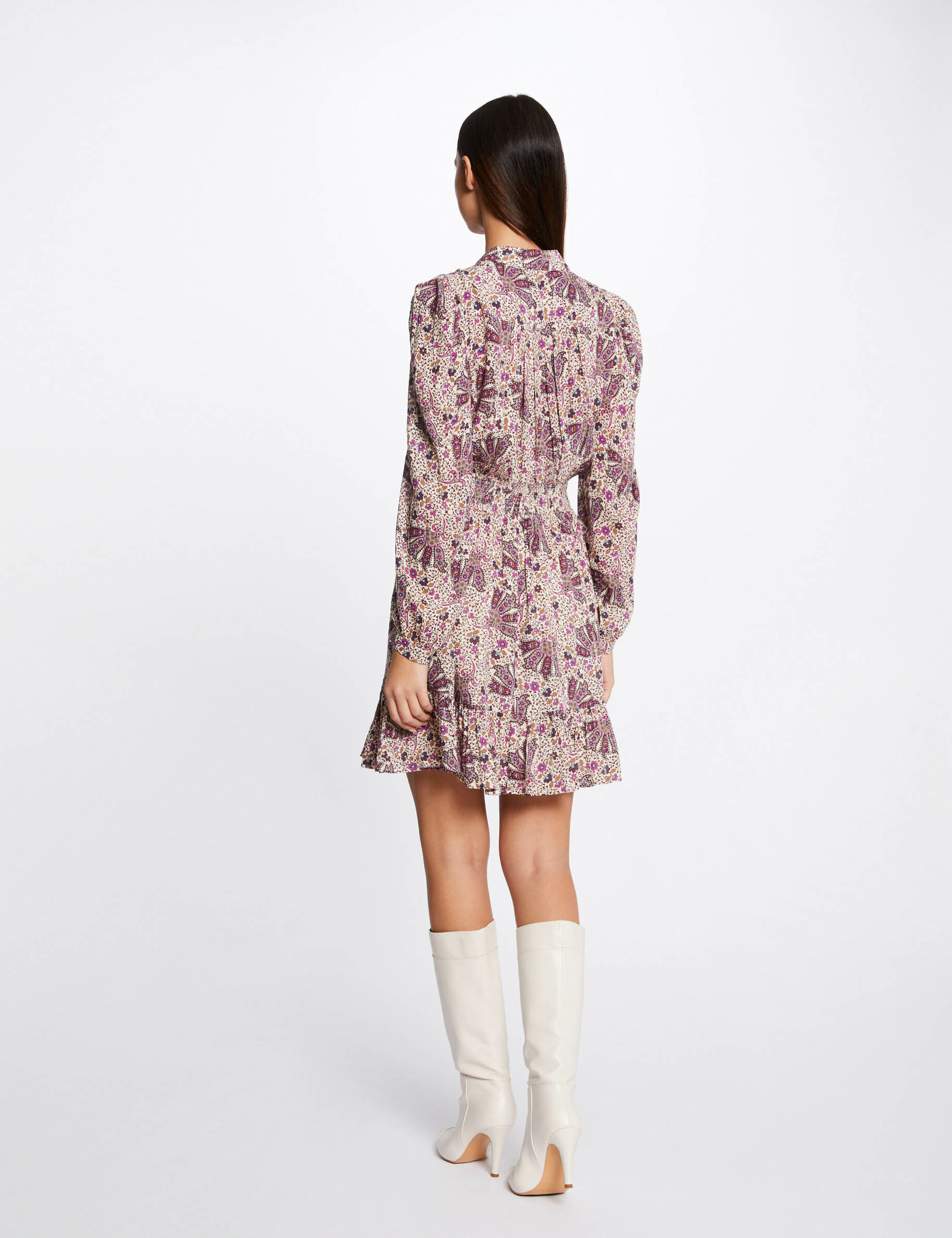Robe droite fluide imprimé cachemire multico femme - multico