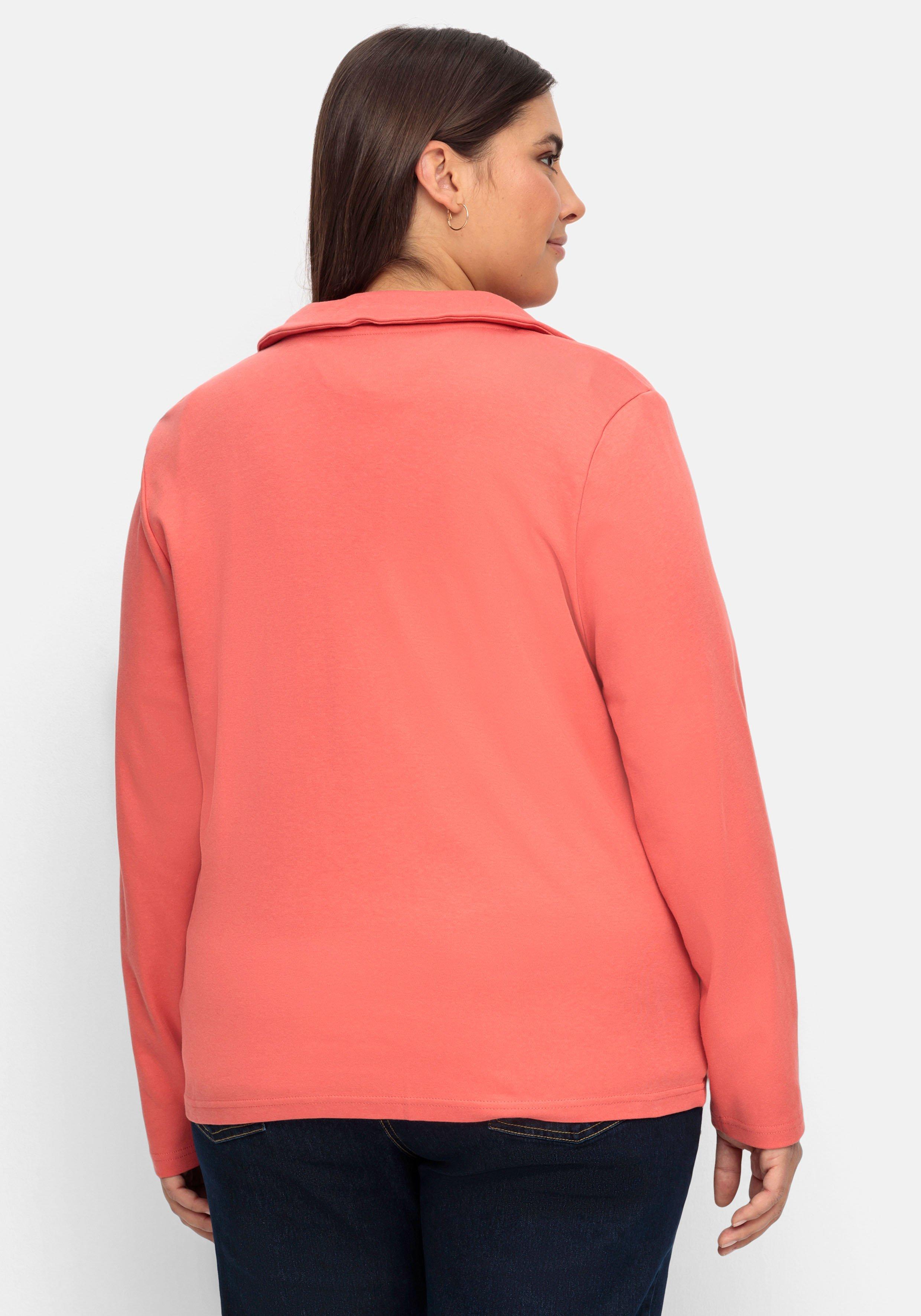 Sweatjacke mit Stehkragen und Kontrastdetails