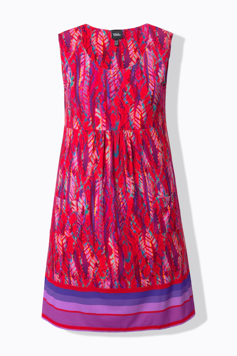 Jersey-Minikleid, Paisley, A-Linie, Rundhals, ärmellos, lila