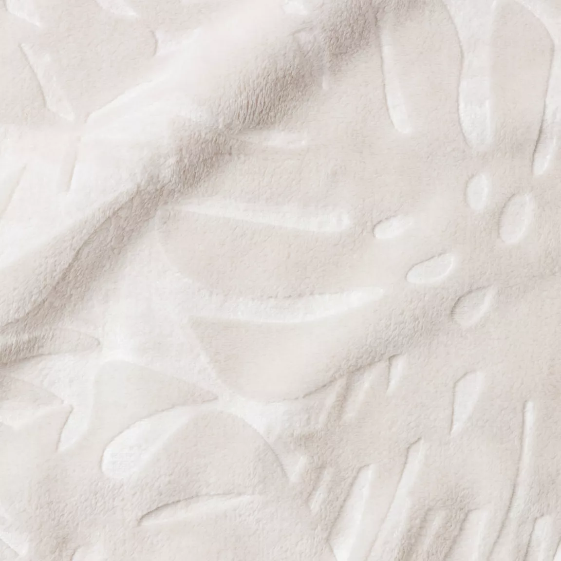 Plaid doux flanelle (220 x 240 cm) Flore Ecru