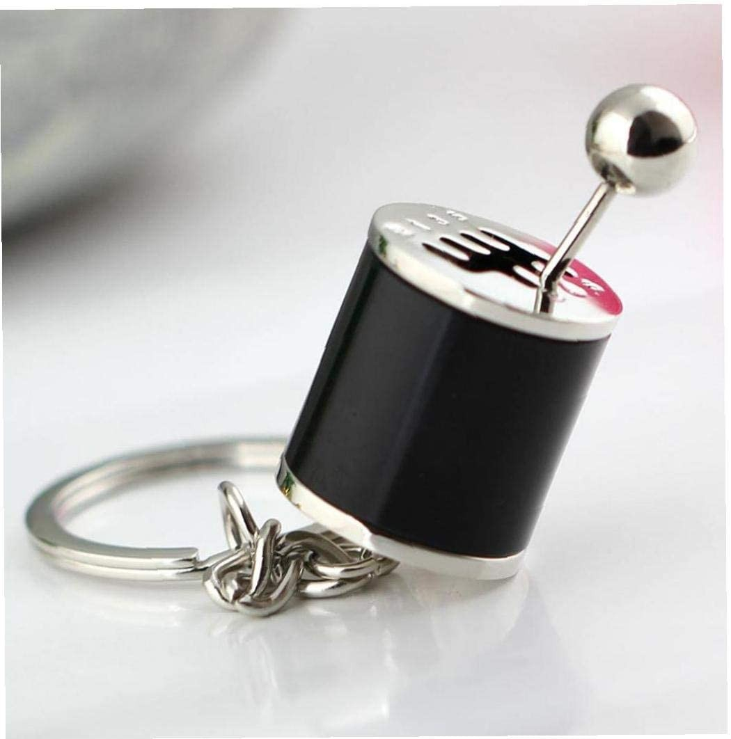 (50x20mm) Metall 3D Schalthebel Schlüsselanhänger Anti Stress Accessoire mit Spaltring - Schwarz