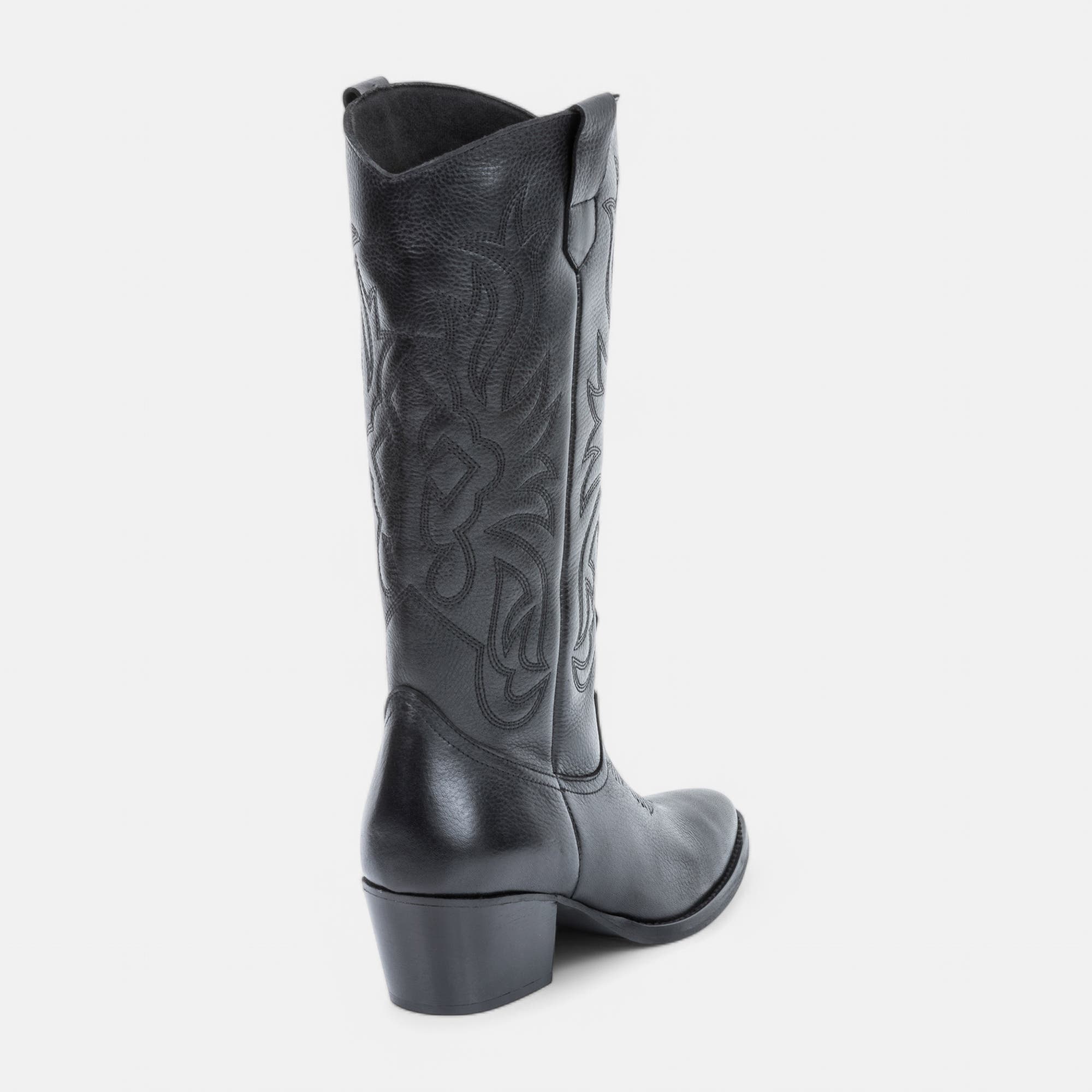 Bottes à talon compensé Femme en cuir noir