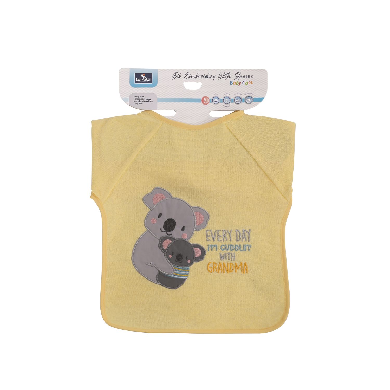 Baby Care Babylätzchen 1026027 Langarm mit Stickerei wasserdicht Klettverschluss gelb