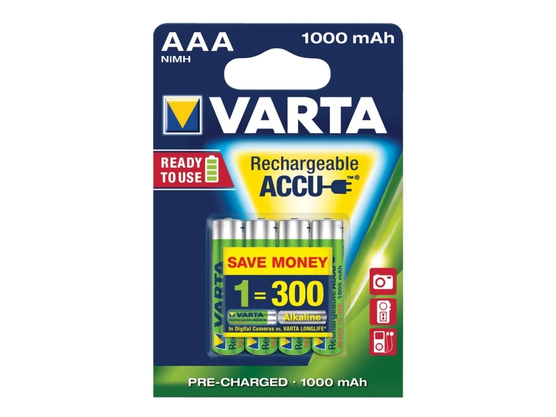 Varta Professional - Batteri 4 x AAA - NiMH - (genopladelige) - 1000 mAh
