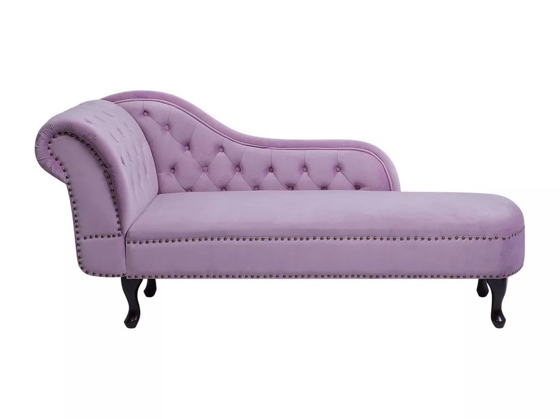 Méridienne en velours violet clair côté droite NIMES