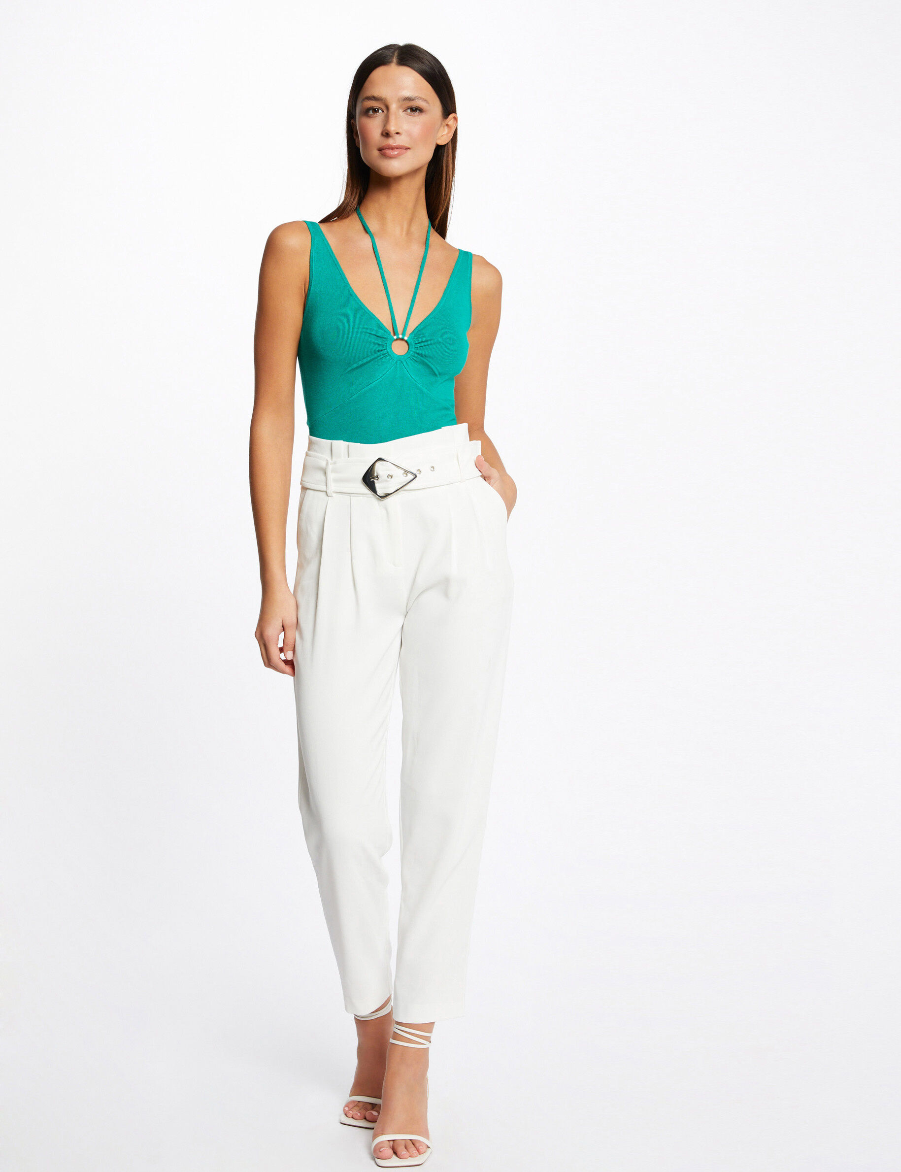 Pull débardeur avec dos nu vert moyen femme - vert_moyen