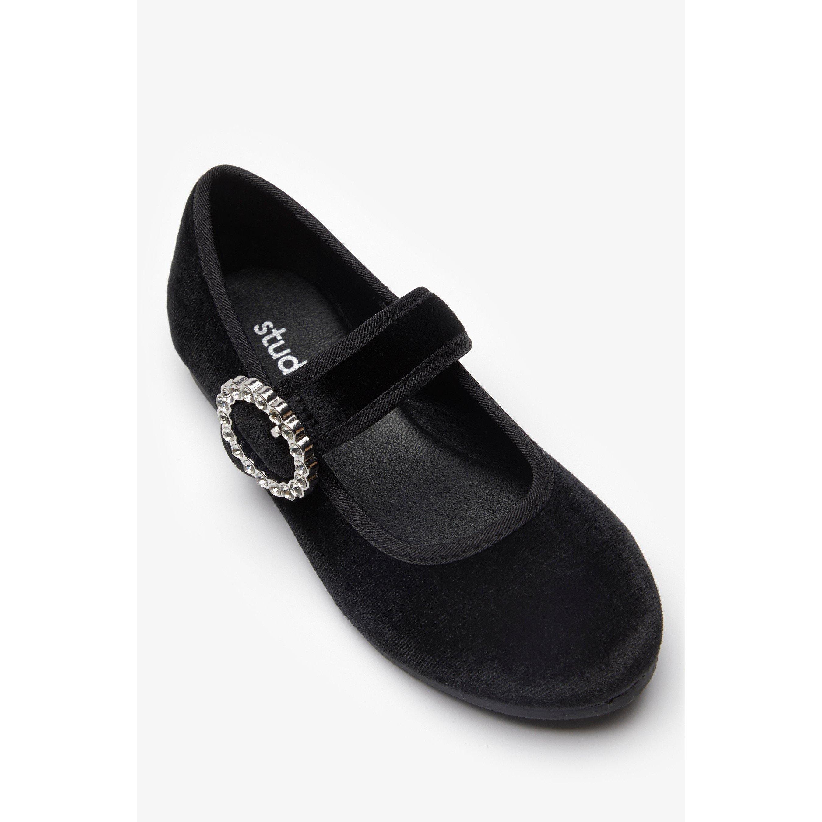 Be You Girls Velvet Diamante Shoes