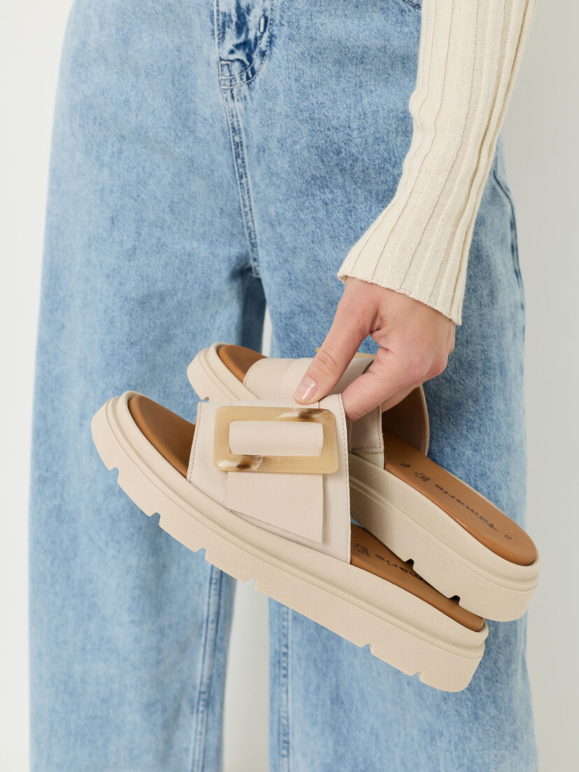 Leren Slipper - beige