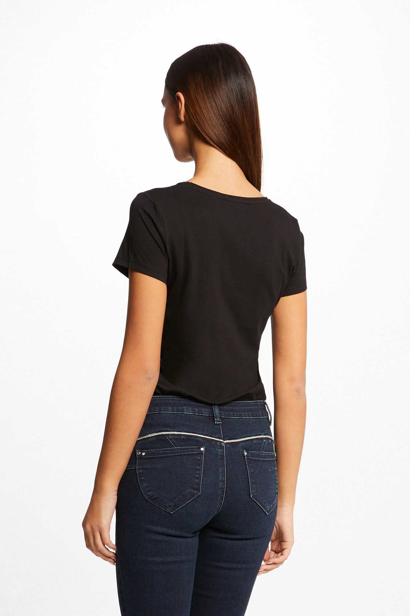 Camiseta de manga curta com mensagem - Fúcsia