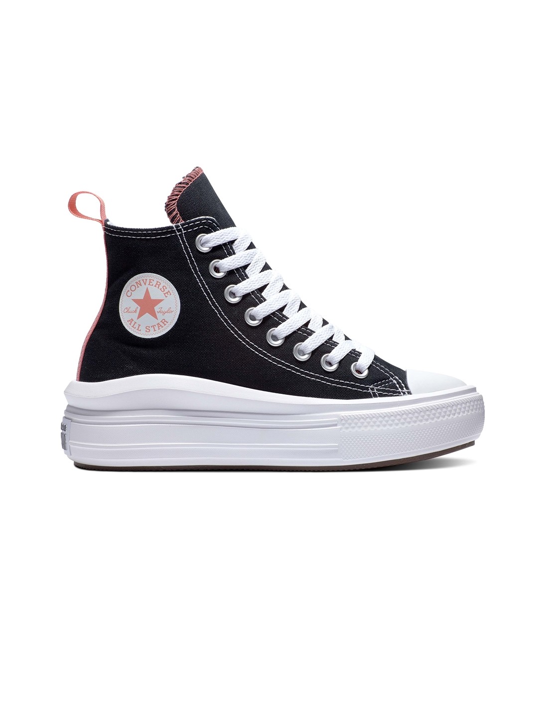 converse sneakers compensées montantes femme ctas move hi noir rose