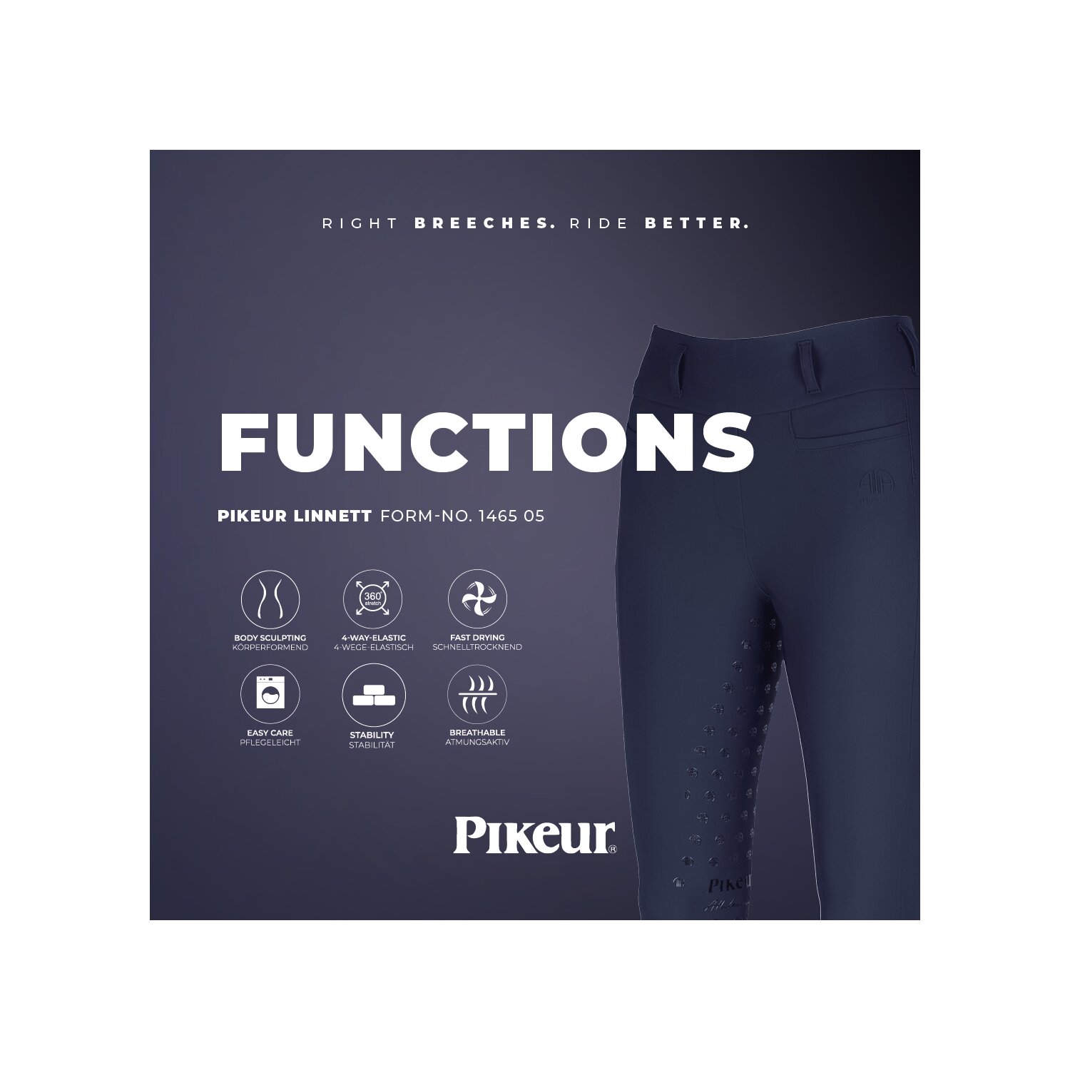 PIKEUR Athleisure Reithose Seamless-Tight Linnett - black