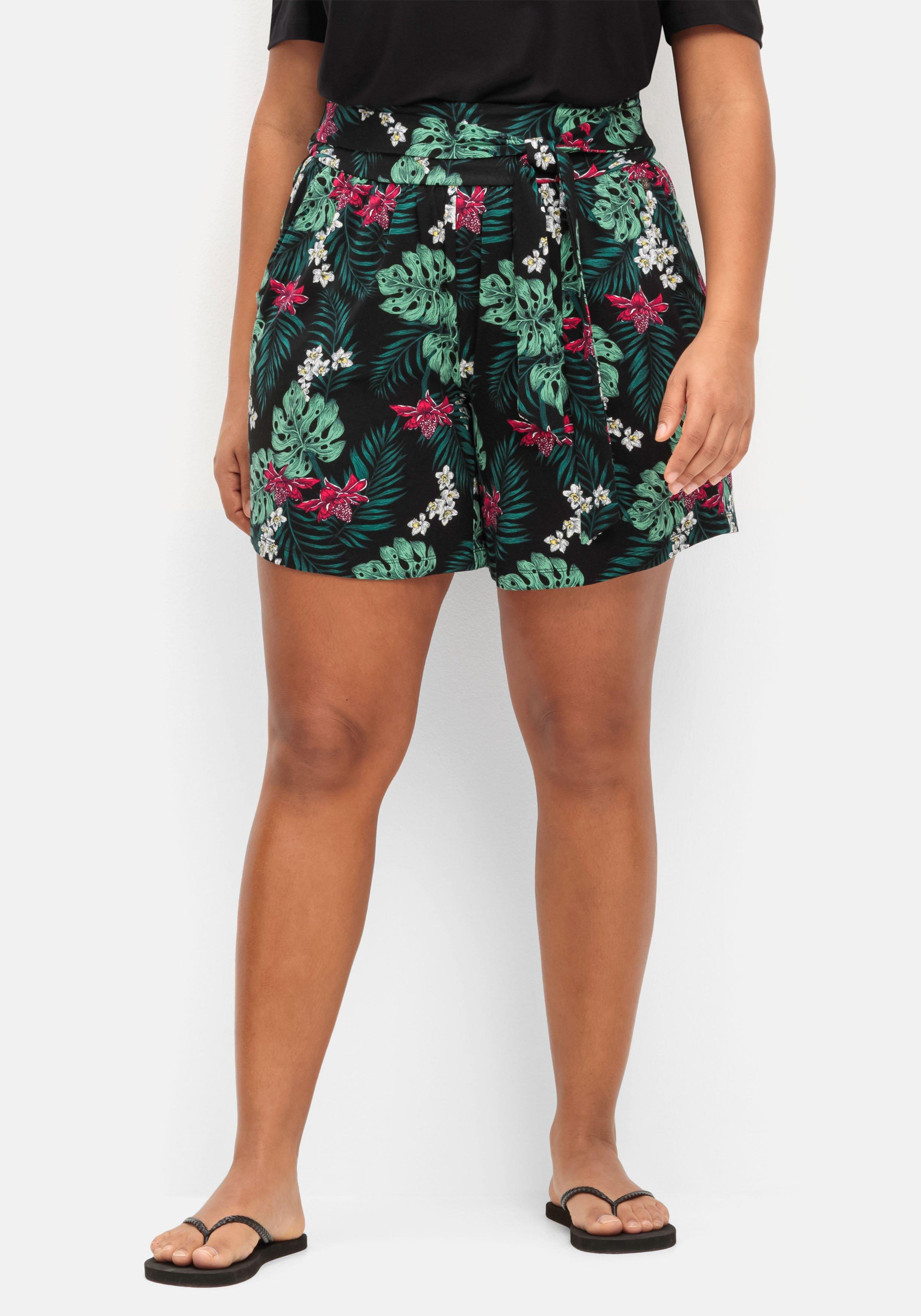 Strandshorts mit Smokbund und Bindeband