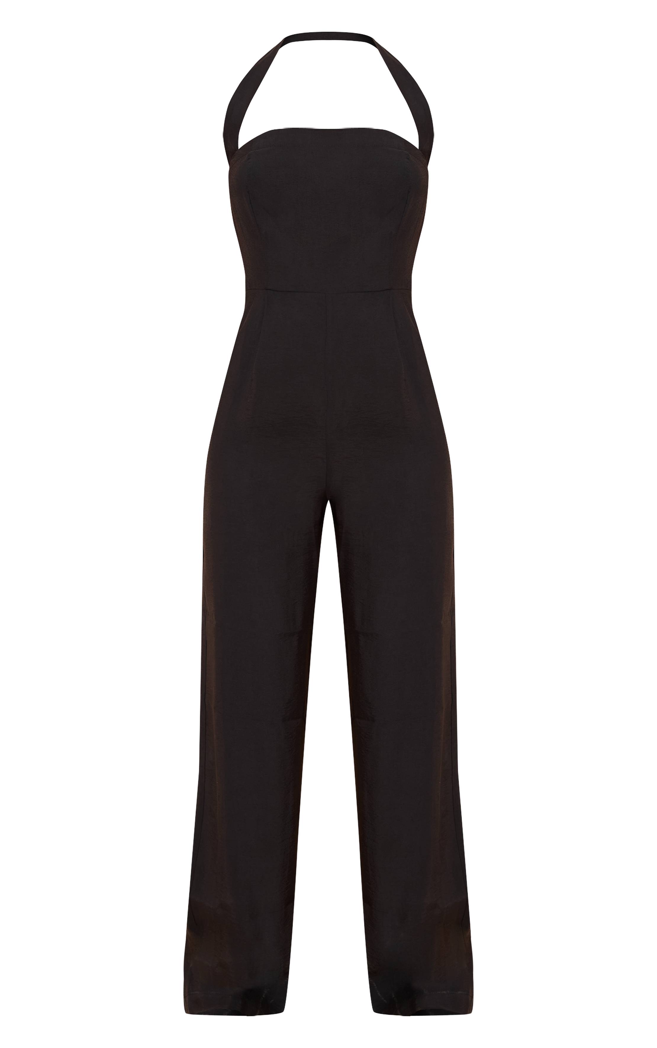 Noir Combinaison-pantalon Texturée Tissée À Col Licou