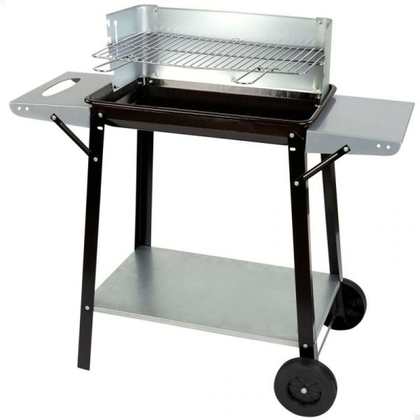 Aktive Churrasqueira a Carvão com Rodas Metal Esmaltado 90x85x32 cm Preto