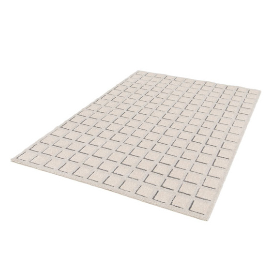 Tapis de salon graphique en relief - case - beige crème - 160 x 230 cm