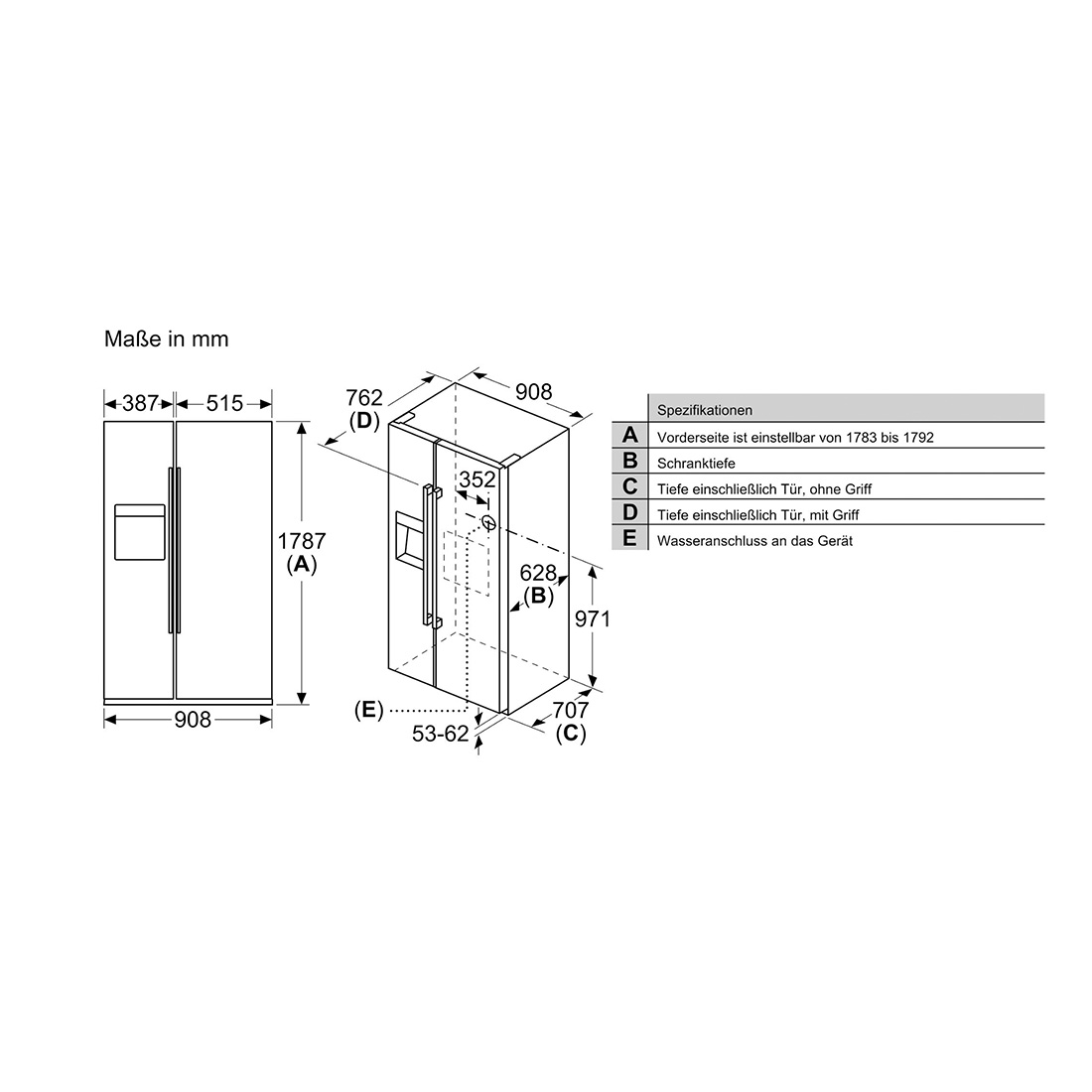 Siemens KA93GAIEP Amerikanisches Side-by-Side iQ500, 531 Liter, NoFrost
