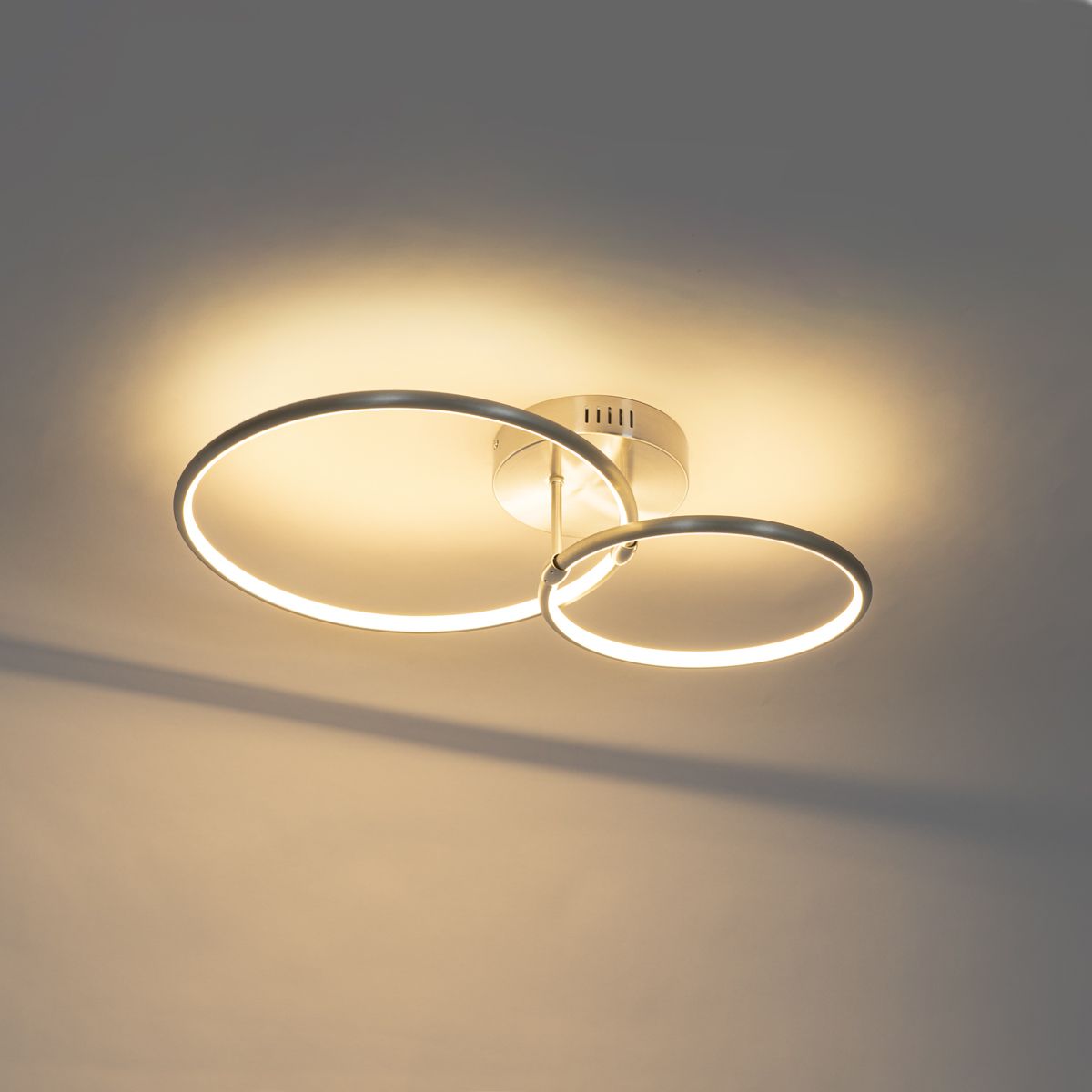 Design plafondlamp staal incl. LED 3-staps dimbaar 2-lichts - Joaniqa