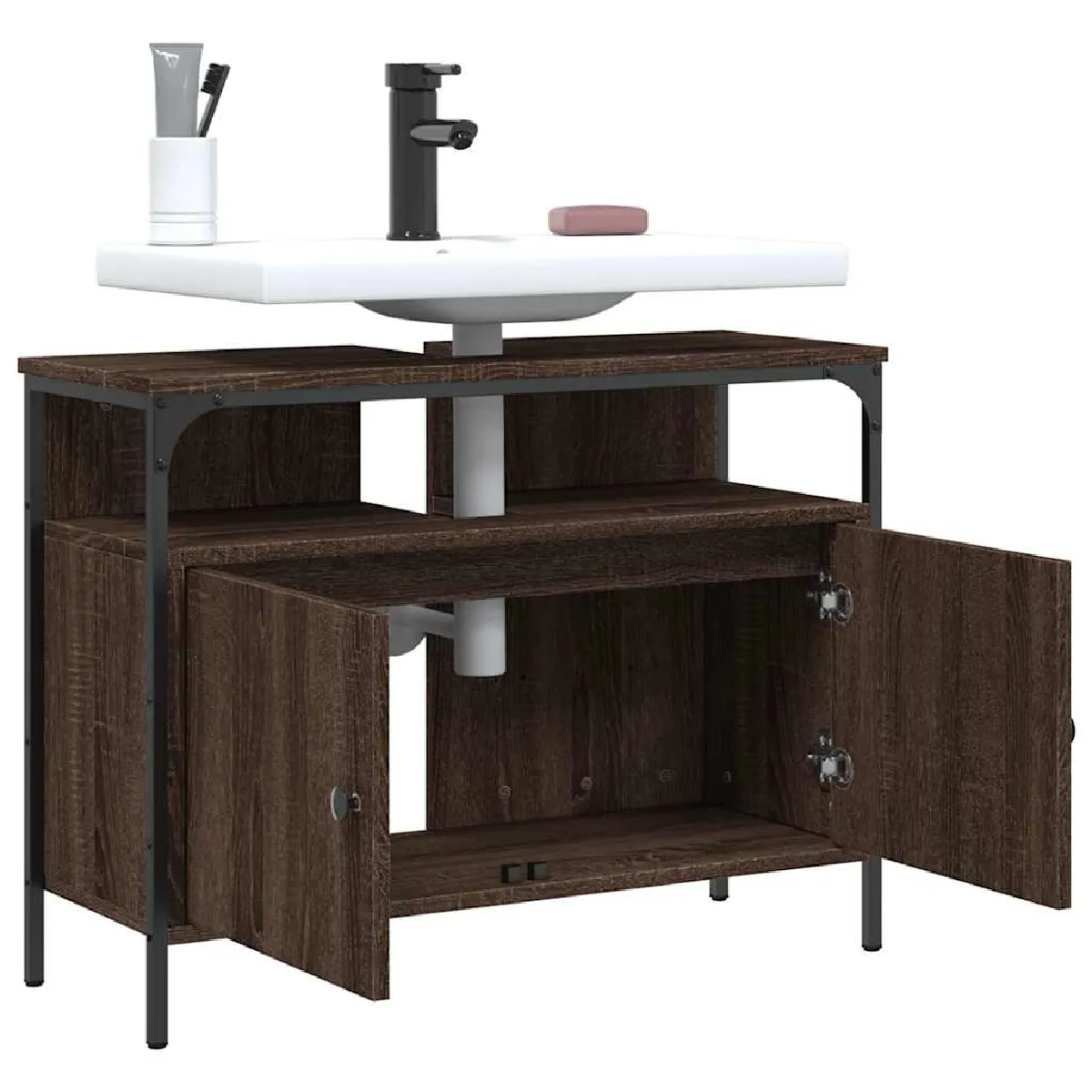 VIDAXL Armoire lavabo chêne marron