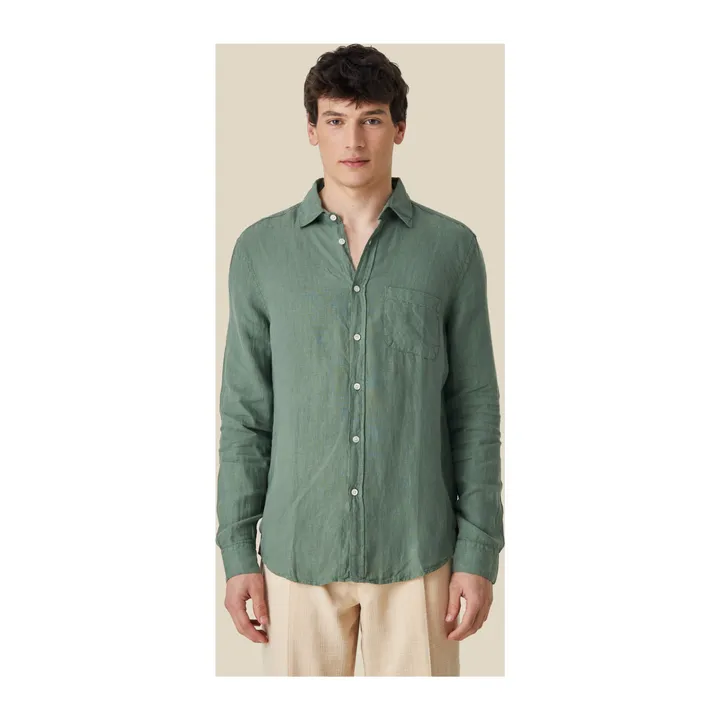Portuguese Flannel Chemise Uni Lin | Sauge