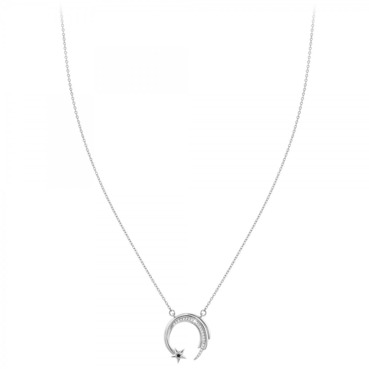Collier Etoile Filante SC Crystal orné d'un véritable diamant noir