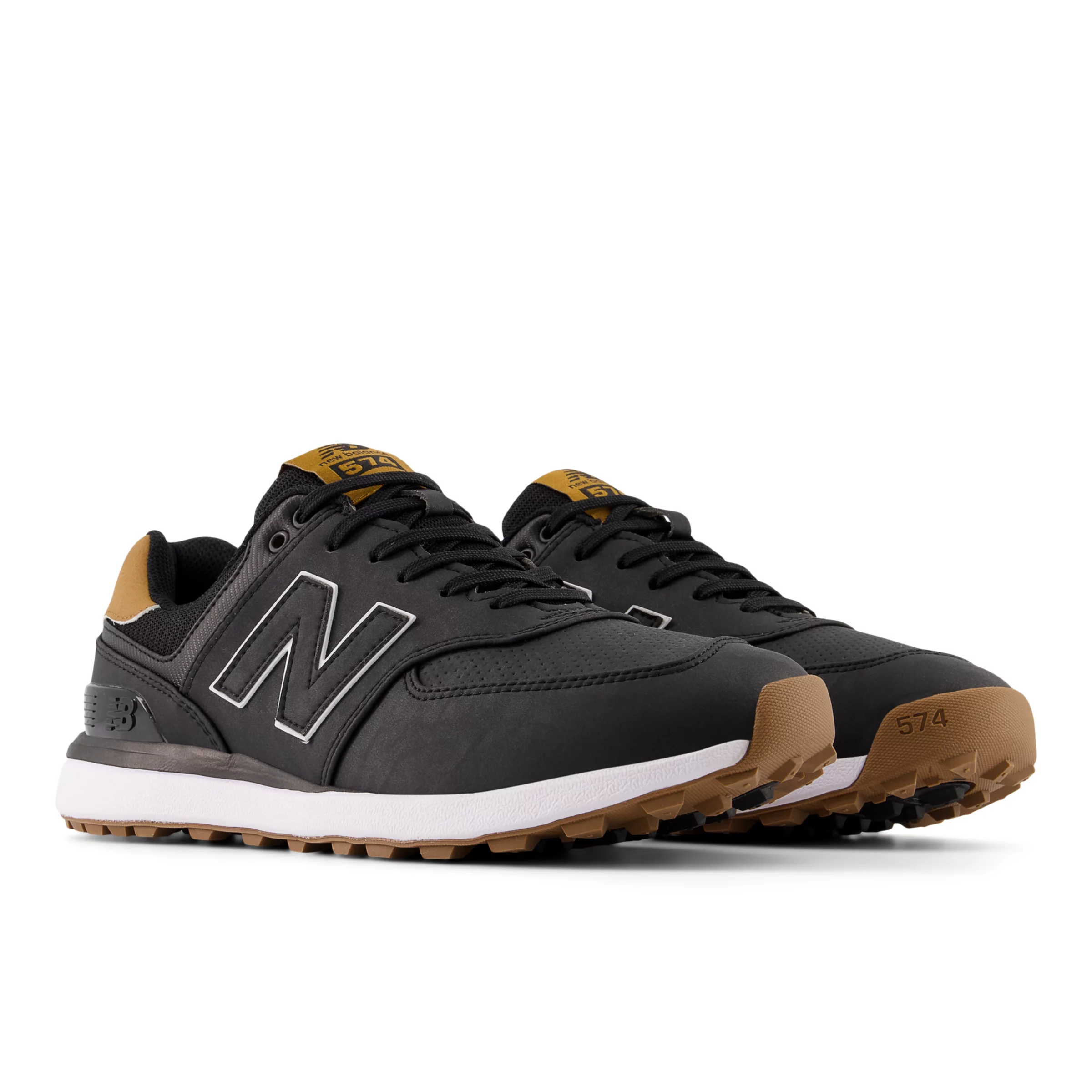 574 Greens v2 Golf Shoes Black with Gum