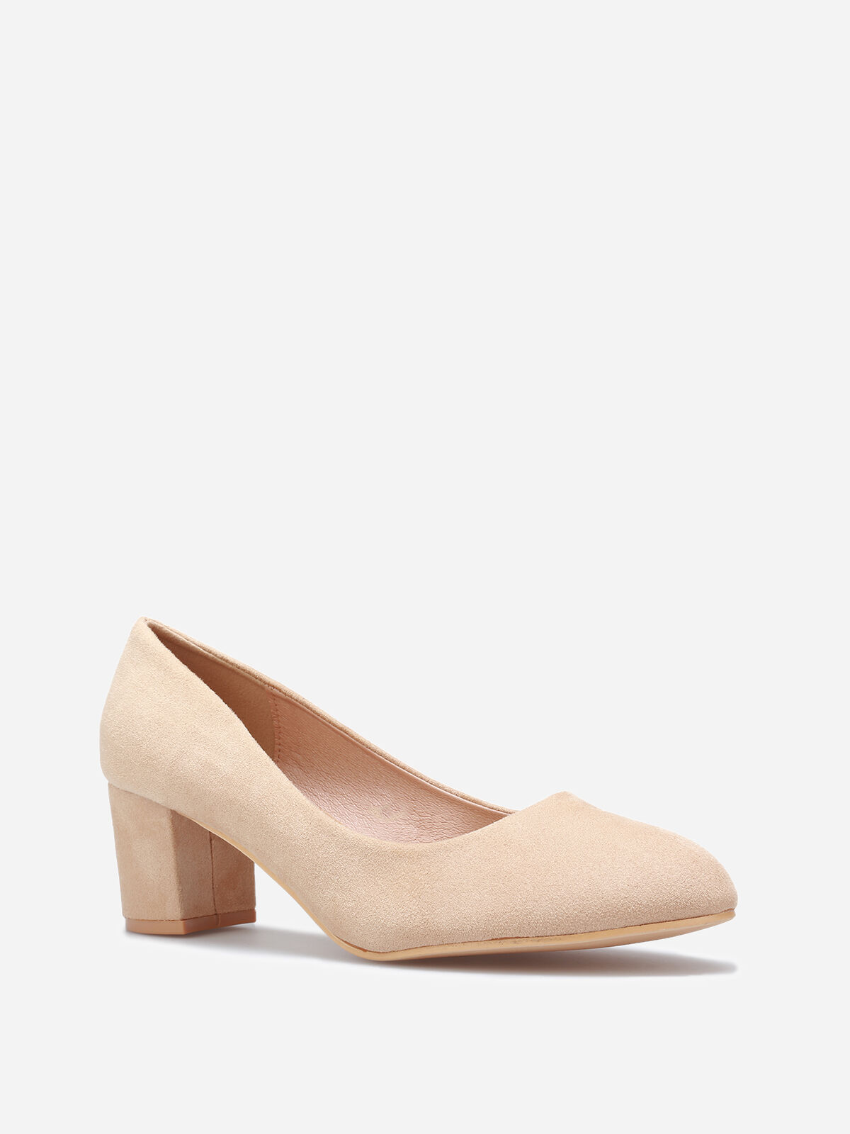 Escarpins arrondis en suédine grandes tailles- Beige