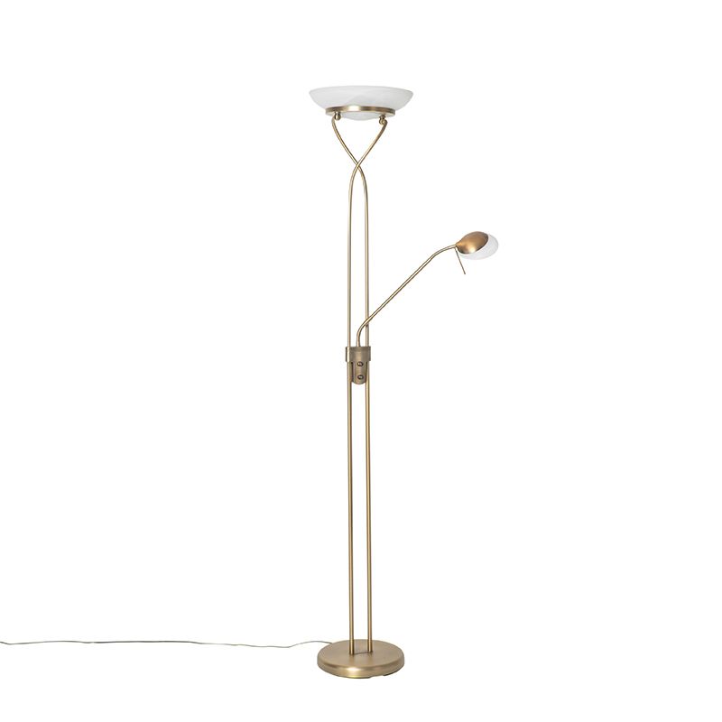 Vloerlamp brons incl. LED en dimmer met leeslamp - Empoli
