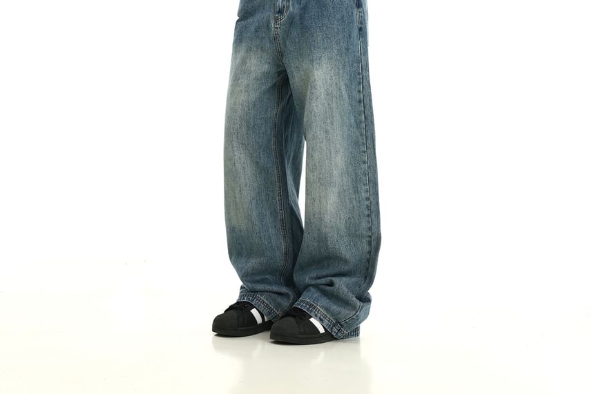 Meiksip - Mid Rise Washed Baggy Jeans
