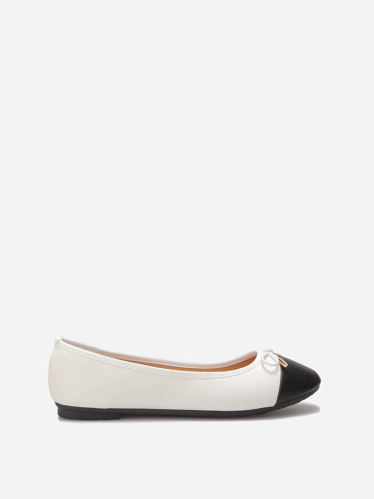 Ballerines bicolore avec nœud- Blanc