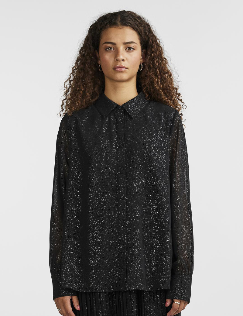 PIECES CHEMISE MANCHES LONGUES NOIR BRILLANT