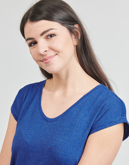 Pieces - PCBILLO TEE LUREX STRIPES - Bleu