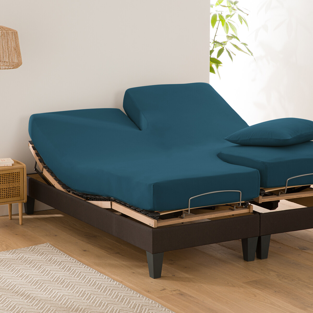 LA REDOUTE INTERIEURS<br>Lençol de algodão liso com elástico, base de cama ajustável, Scenario
