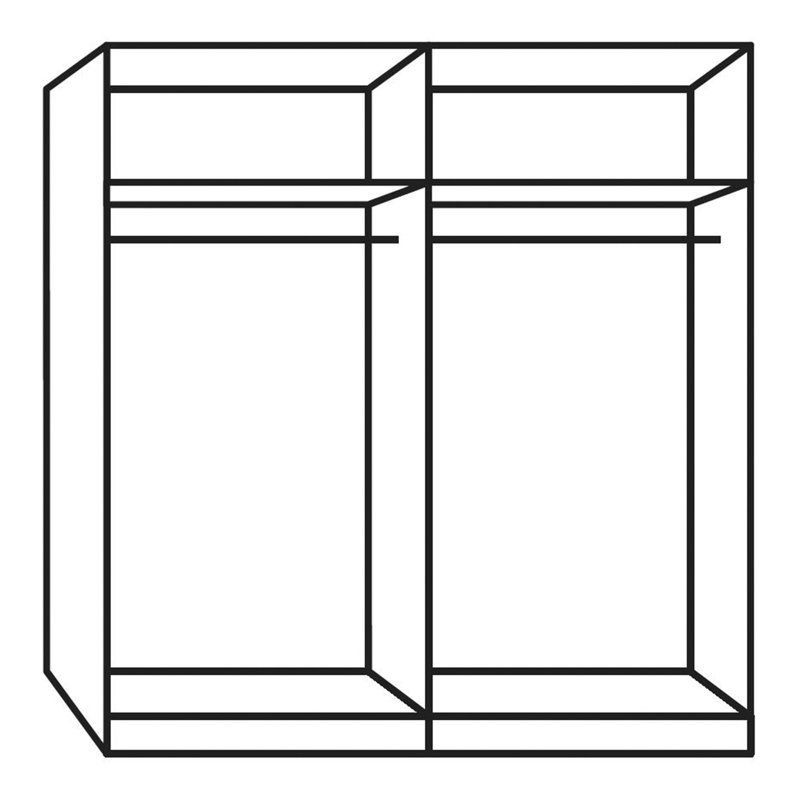 Schwebetürenschrank Schweizer 139 Eiche Natur weiss 203 x 215 x 65 cm, 203 cm
