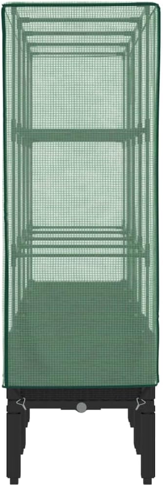 vidaXL Hochbeet mit Gewächshaus-Aufsatz, Pflanzbeet mit Eisenrohr-Rahmen, Gemüsebeet für Garten Terrasse Balkon, Pflanzkasten Frühbeet, Rattan-Optik