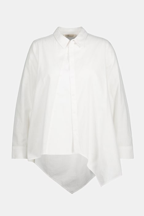 Bluse, A-Linie, Hemdkragen, Langarm, Biobaumwolle