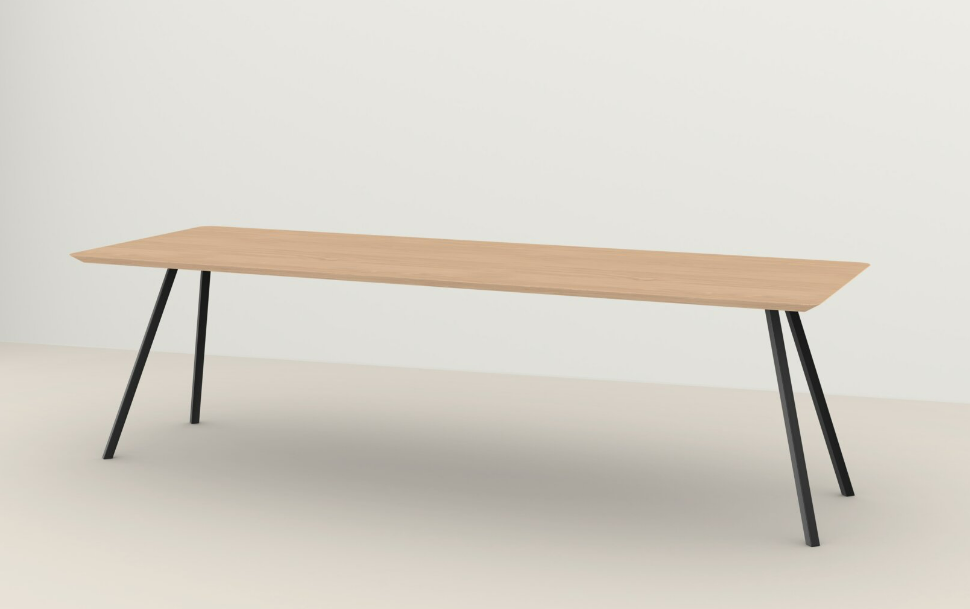 Studio HENK tafel Slim Co Rechthoekig, zwart frame - Smart Collectie 180 x 90 cm | Eikenhout | Verjongde rand | Frame Zwart