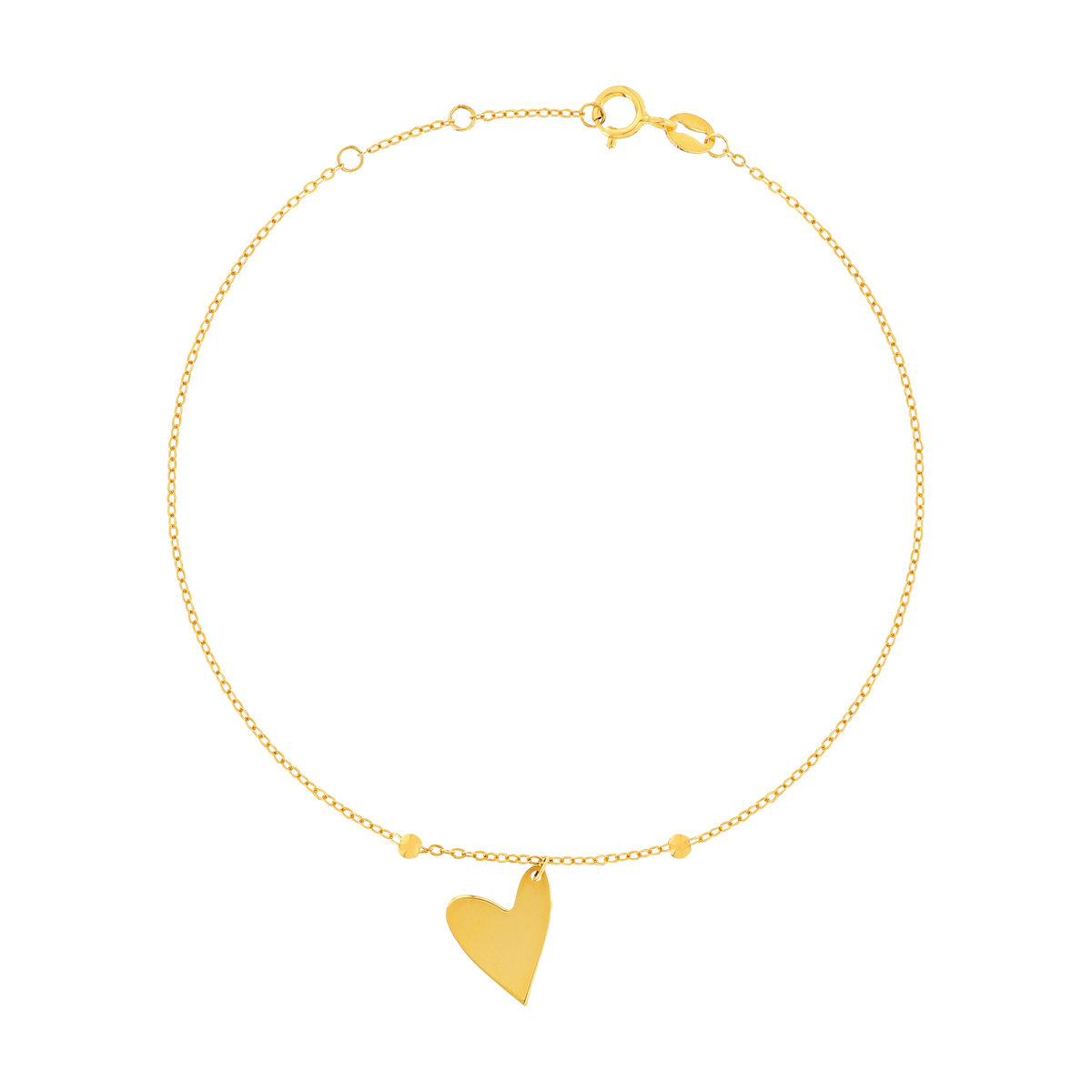 Bracelet or jaune 375 pampille coeur 19 cm