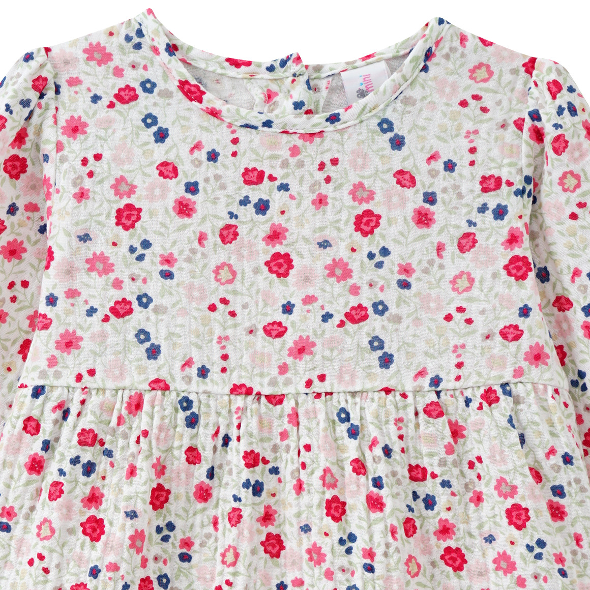 Topomini Baby Musselinkleid mit Blümchen-Print weiss / bunt