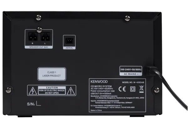 Kenwood M-420DAB, Home audio micro system, Sort, Bakke, 14 W, 6 ohm (O), 10%