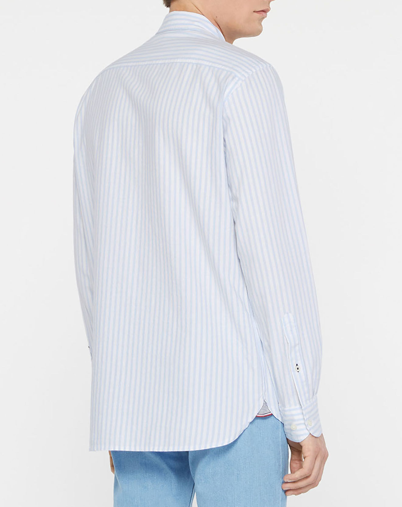 Tommy Hilfiger Chemise 100% Coton Bio regular fit oxford rayée bleu/blanc