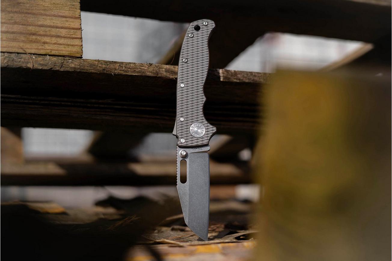 Demko Knives AD20.5 Shark-Lock CPM 20CV Shark Foot AD205-20CV-TI-TEX-SF Milled Titanium, zakmes