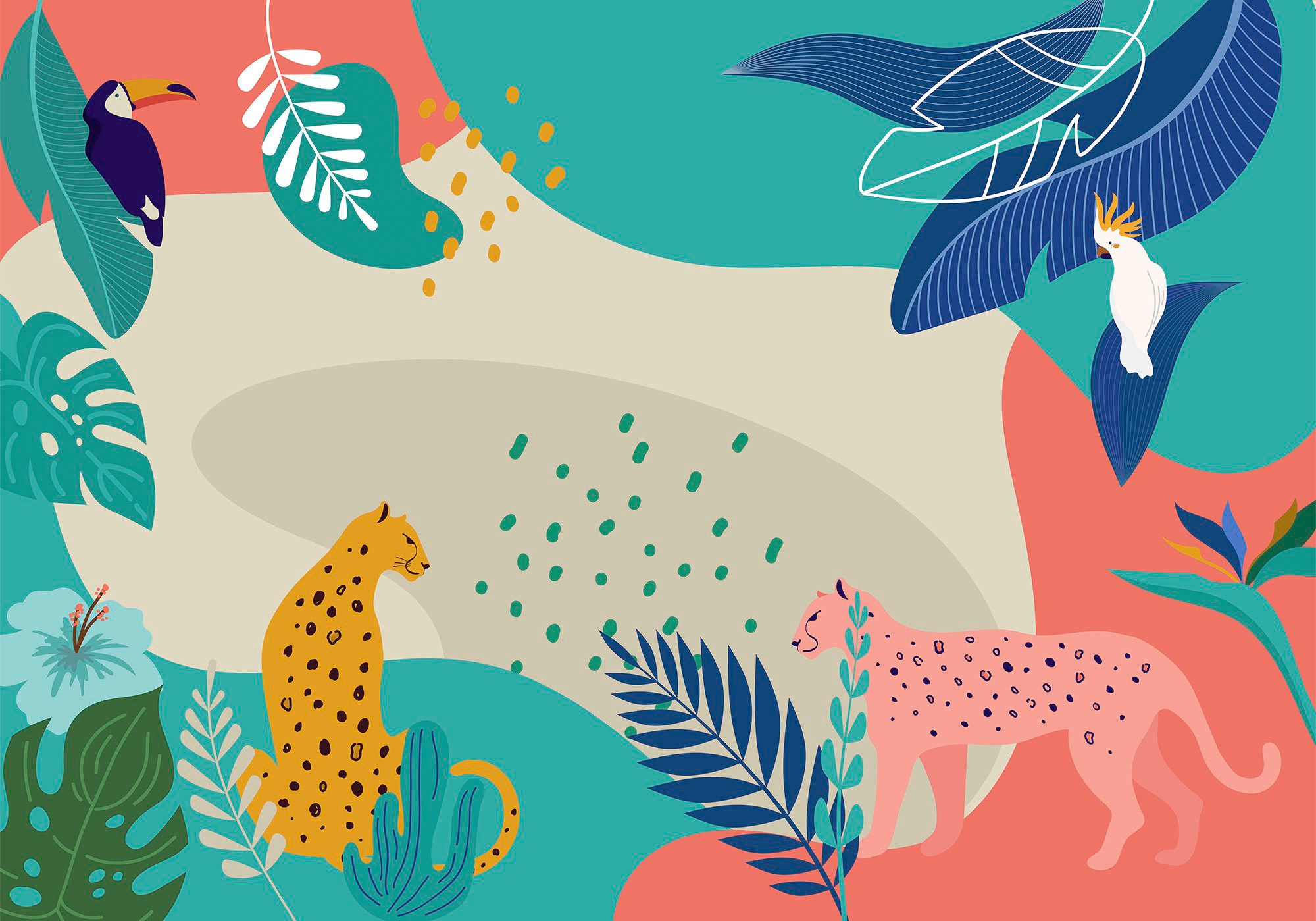 Komar Vliestapete »Digitaldruck Vlies -  Jungle Rendezvous - Grösse 400 x 280 cm« bedruckt glatt Kinderzimmer