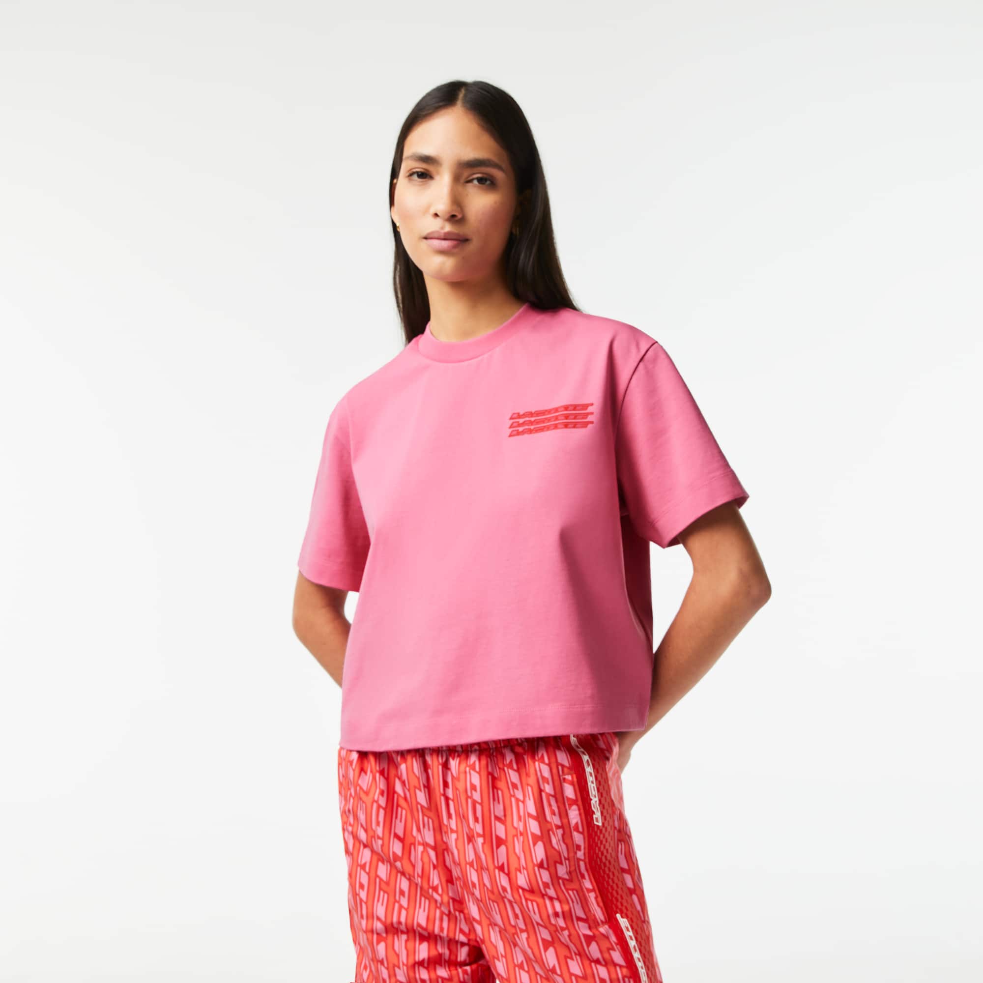 T-shirt femme Lacoste oversize fit en jersey de coton T-Shirts - Rose - Lacoste - Femme