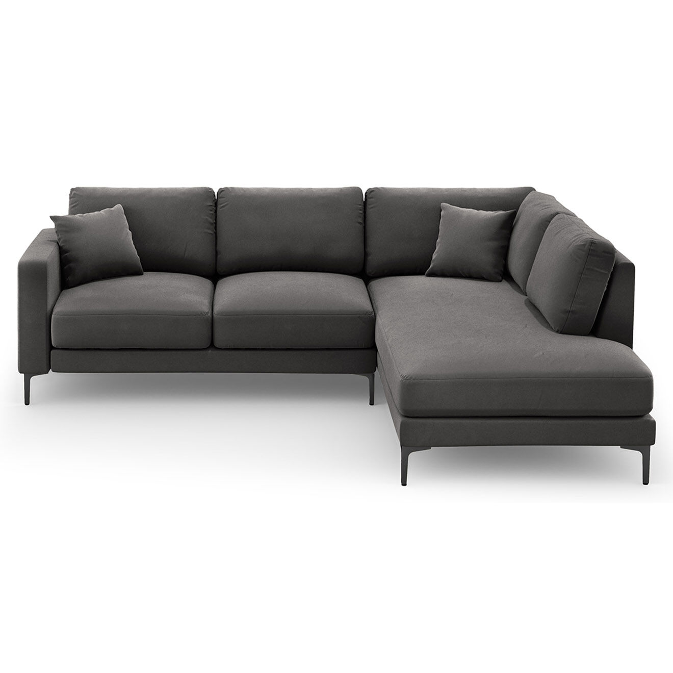 Mazzini Sofas Canapé d'angle Droit Velours Venus 5 Places gris - 254x185x90 cm