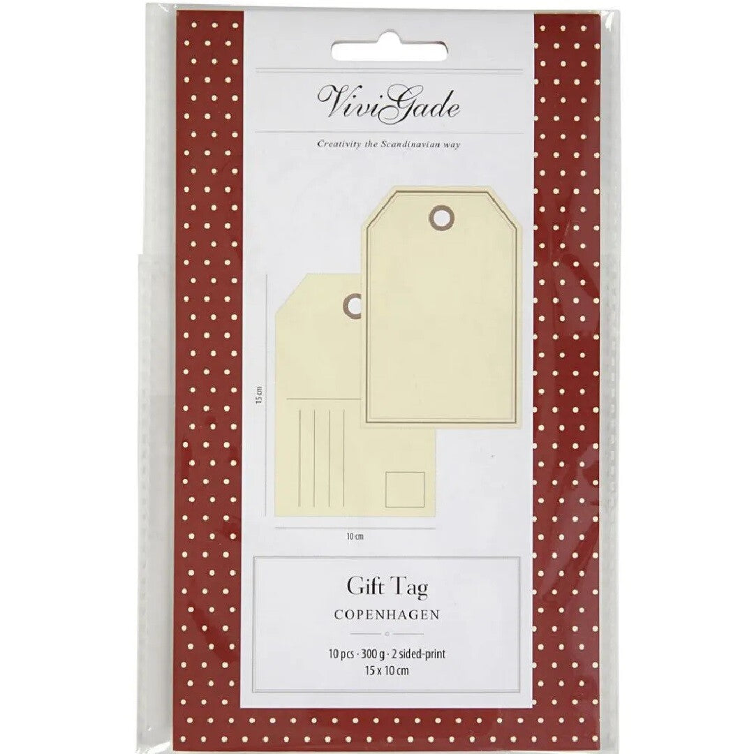 Creativ company cadeaulabels crème groot - 10st