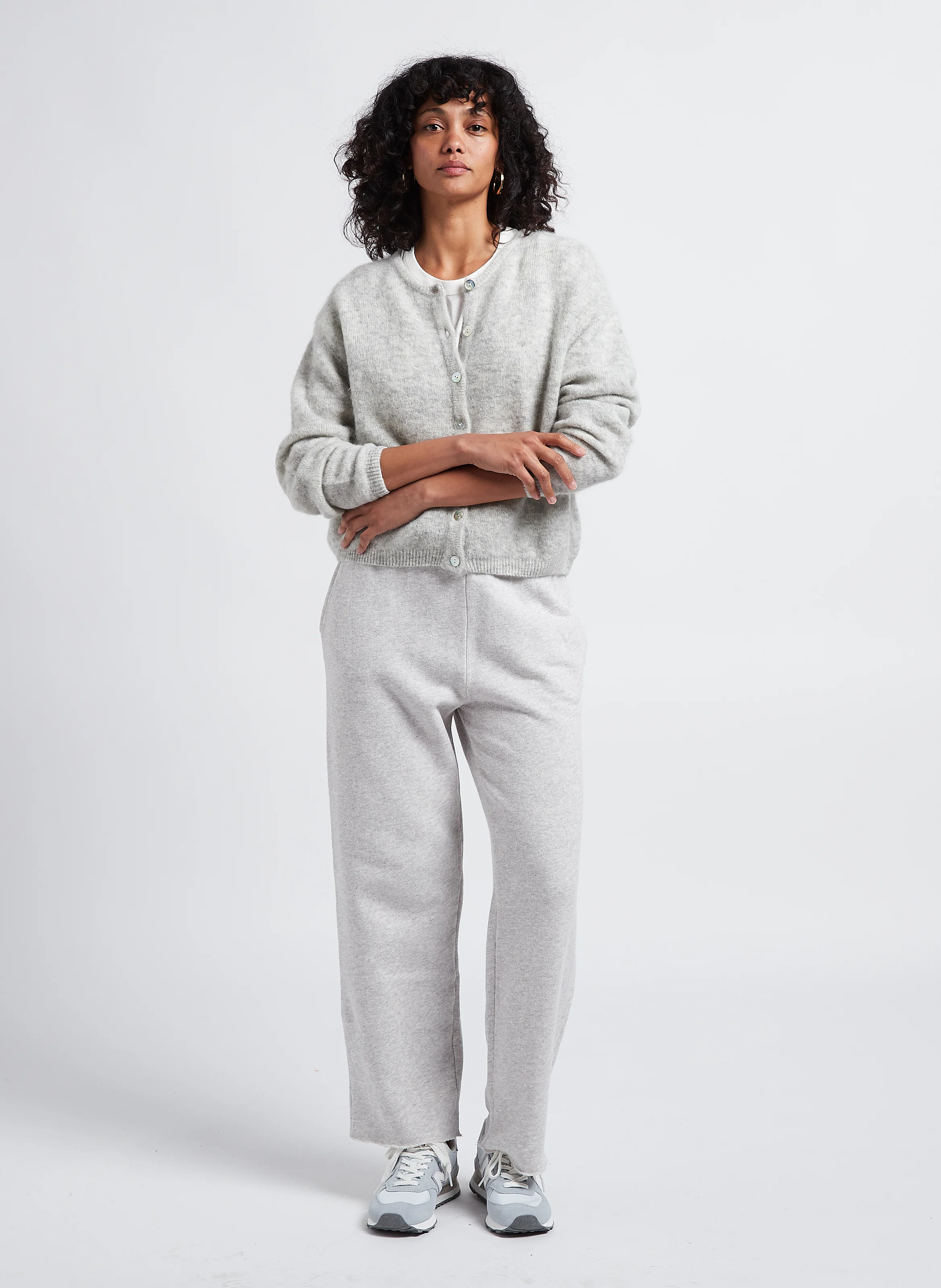 VITOW - Gilet ample col rond en laine mélangée| Gris