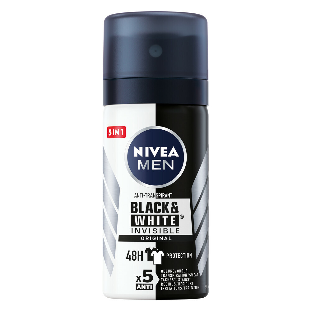 6x Nivea Men Deodorant Spray Invisible for Black en White Power35 ml