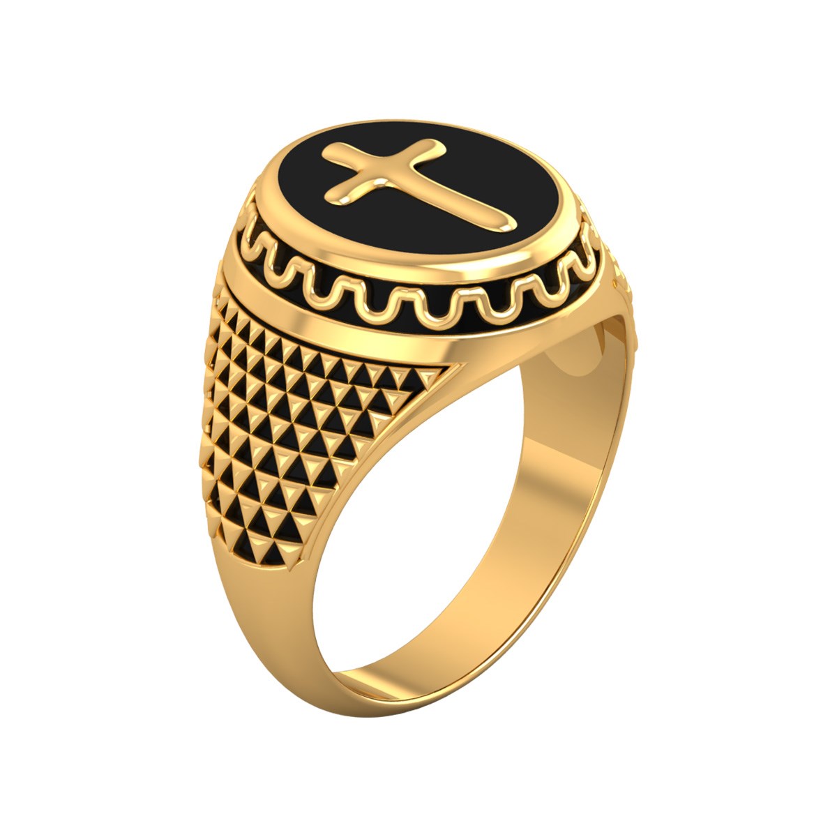 Bague Luxueuse Or Jaune Motif Croix 8grs - Cadeau Spécial pour Toutes Occasions