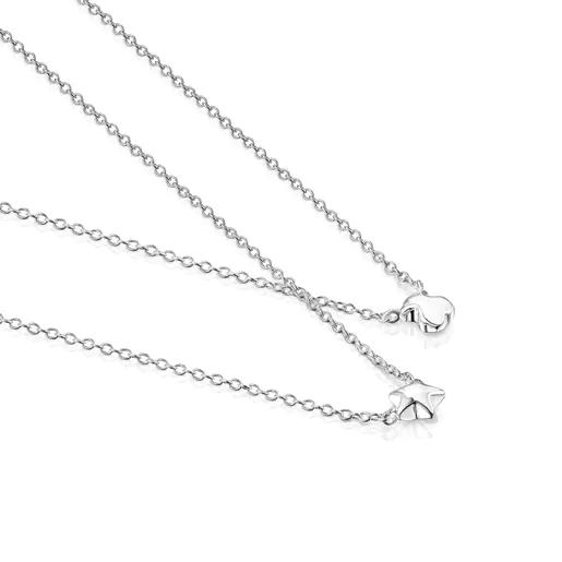 Conjunto de Colares Mini Icons Urso-Estrela Prateado