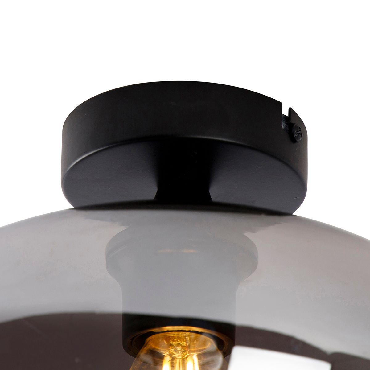 Smart plafondlamp zwart met smoke glas incl. Wifi P45 - Busa
